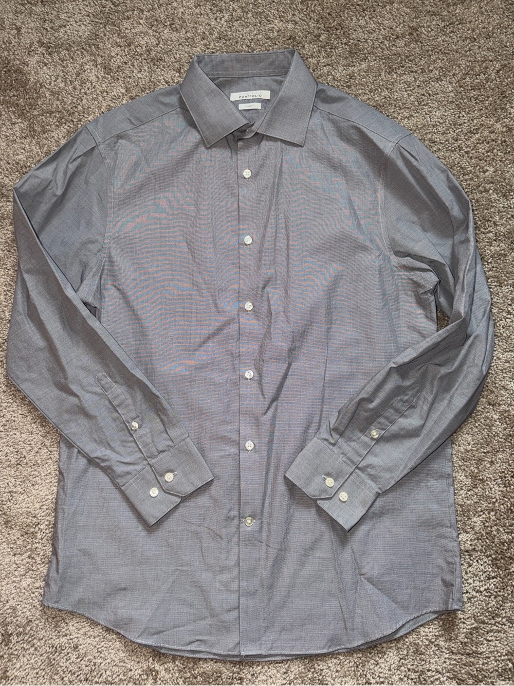 Perry Ellis Men's Blue-Gray Button-Up Dress Shirt